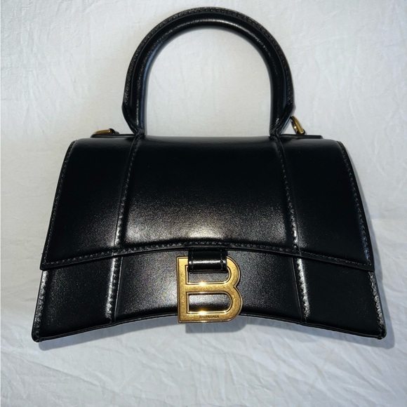 BALENCIAGA BLACK XS HOURGLASS BAG 100% AUTHENTIC - Picture 1 of 7